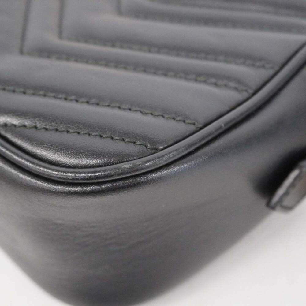 GUCCI Black Leather GG Marmont Shoulder Bag - Picture 7 of 13